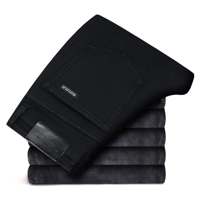 2020 Winter New Men Warm Slim Jeans Elasticity Skinny Black Jeans Fashion Casual Thick Denim Pants Trousers Male Brand Clothes