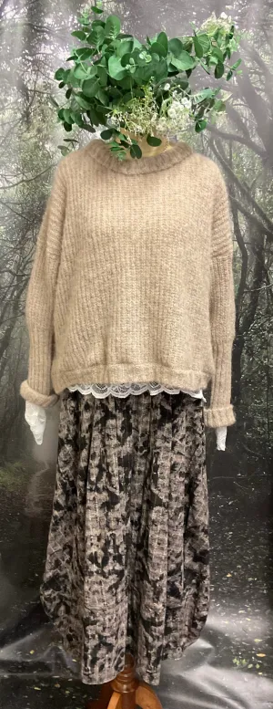 #5374 Linen printed bubble skirt size Medium