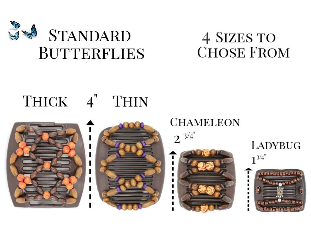 African Butterfly Thick Hair Comb - Dalena Brown 137