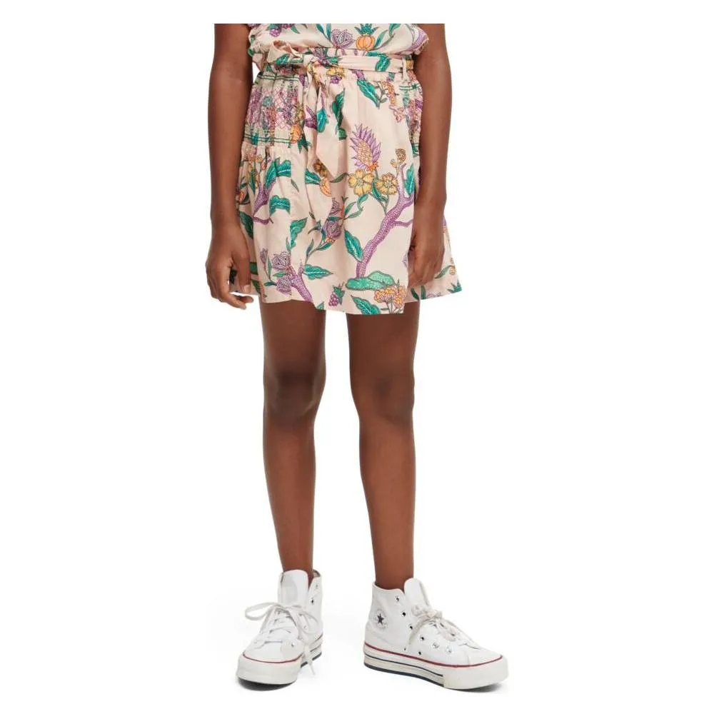All-Over Printed Smock Detail Skirt
