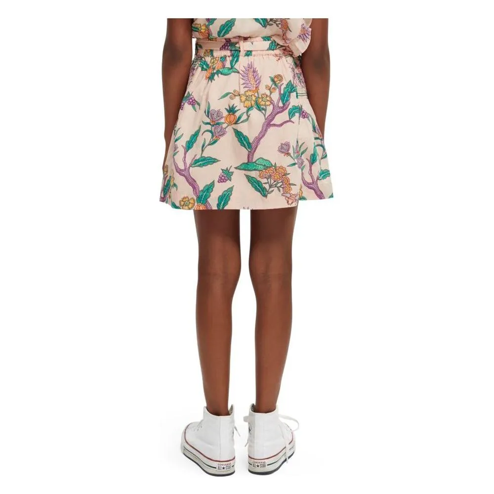 All-Over Printed Smock Detail Skirt