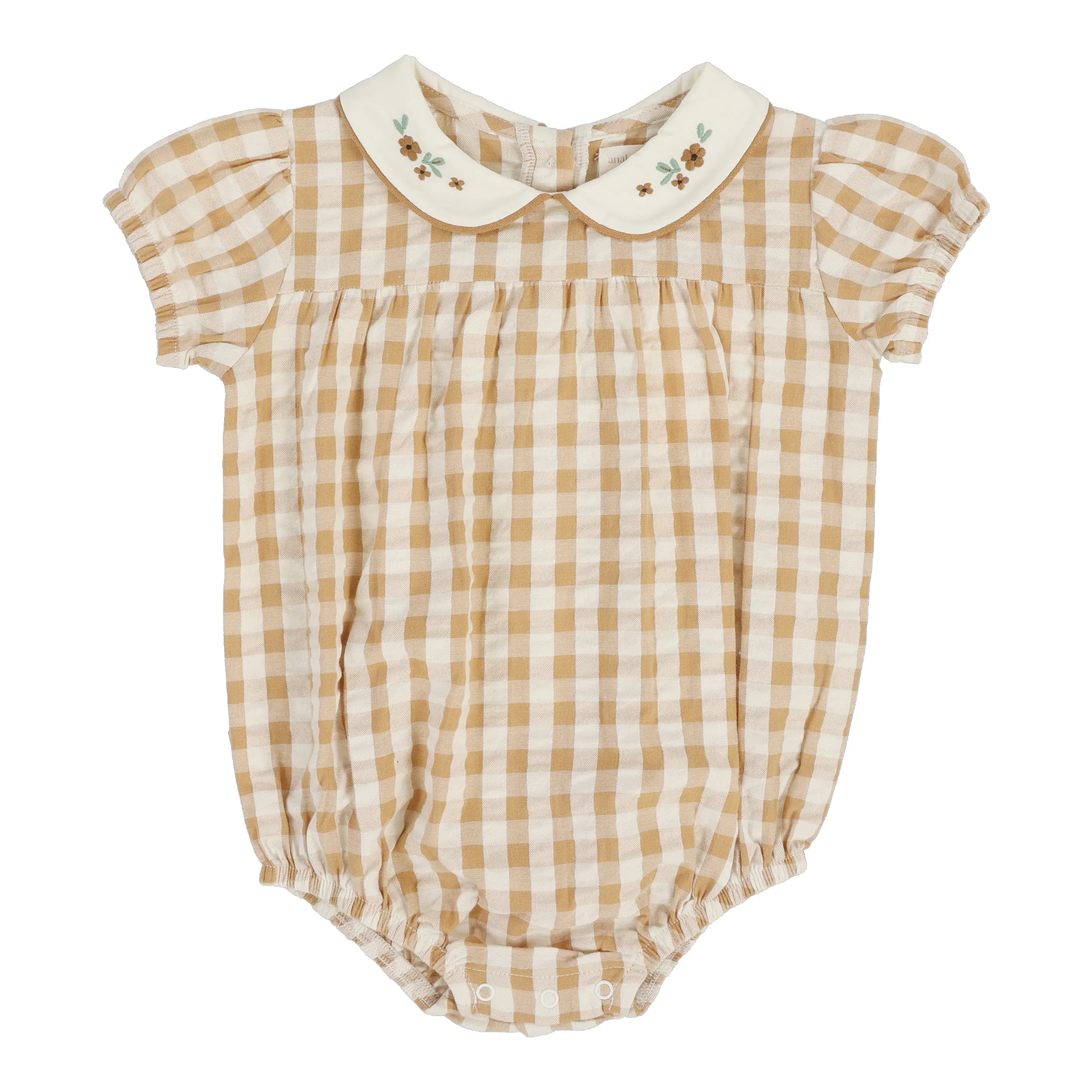 Analogie Gingham Girls Romper - Golden