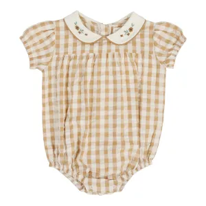 Analogie Gingham Girls Romper - Golden