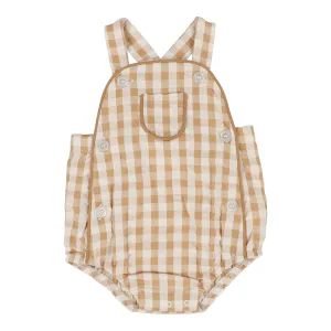 Analogie Gingham Suspender Romper - Golden
