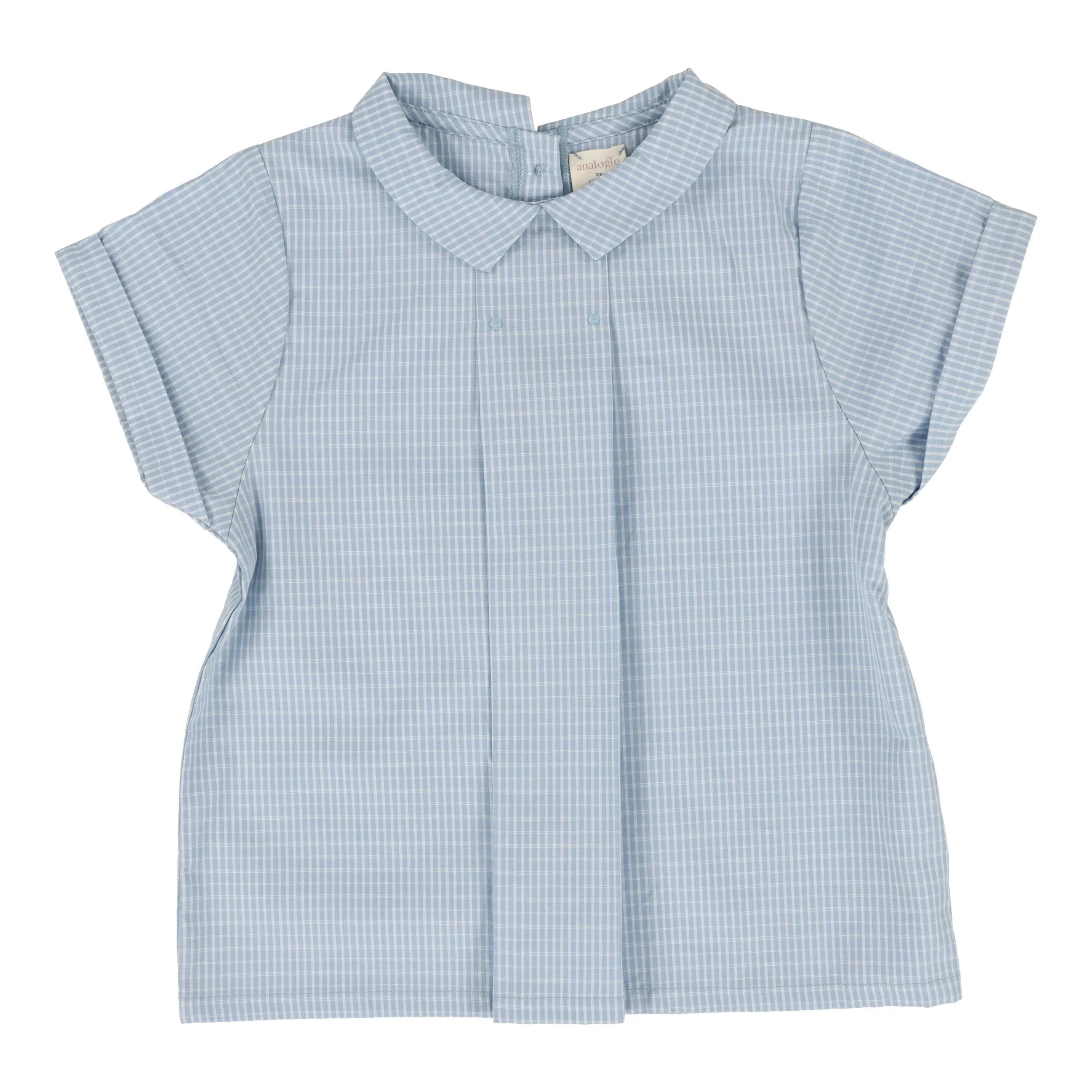 Analogie Windowpane Toddler Collar Shirt - Light Blue