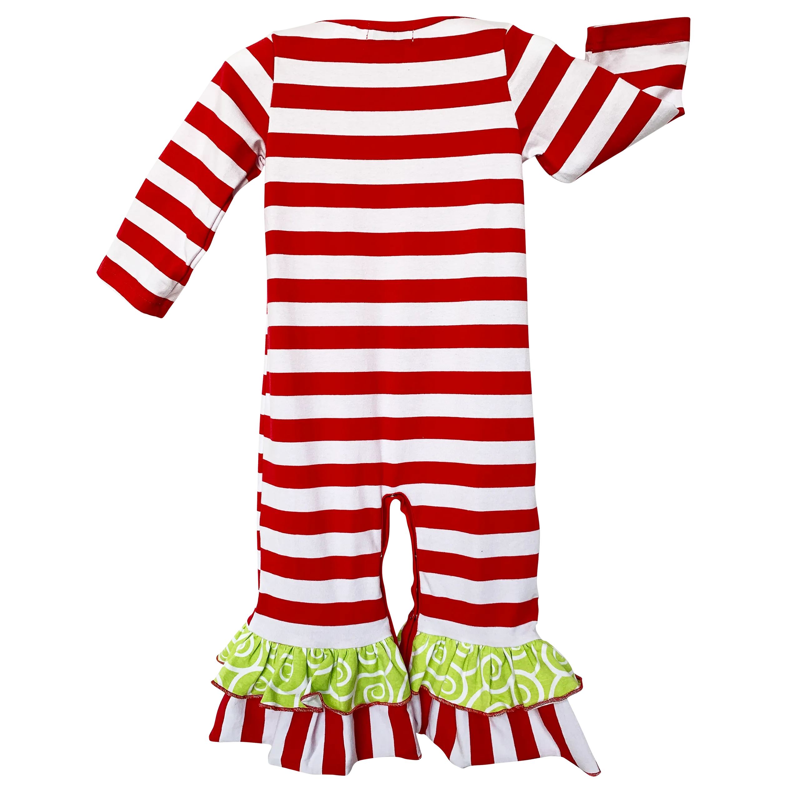 AnnLoren Baby Girls Boutique Happy Christmas Tree Red Striped Romper