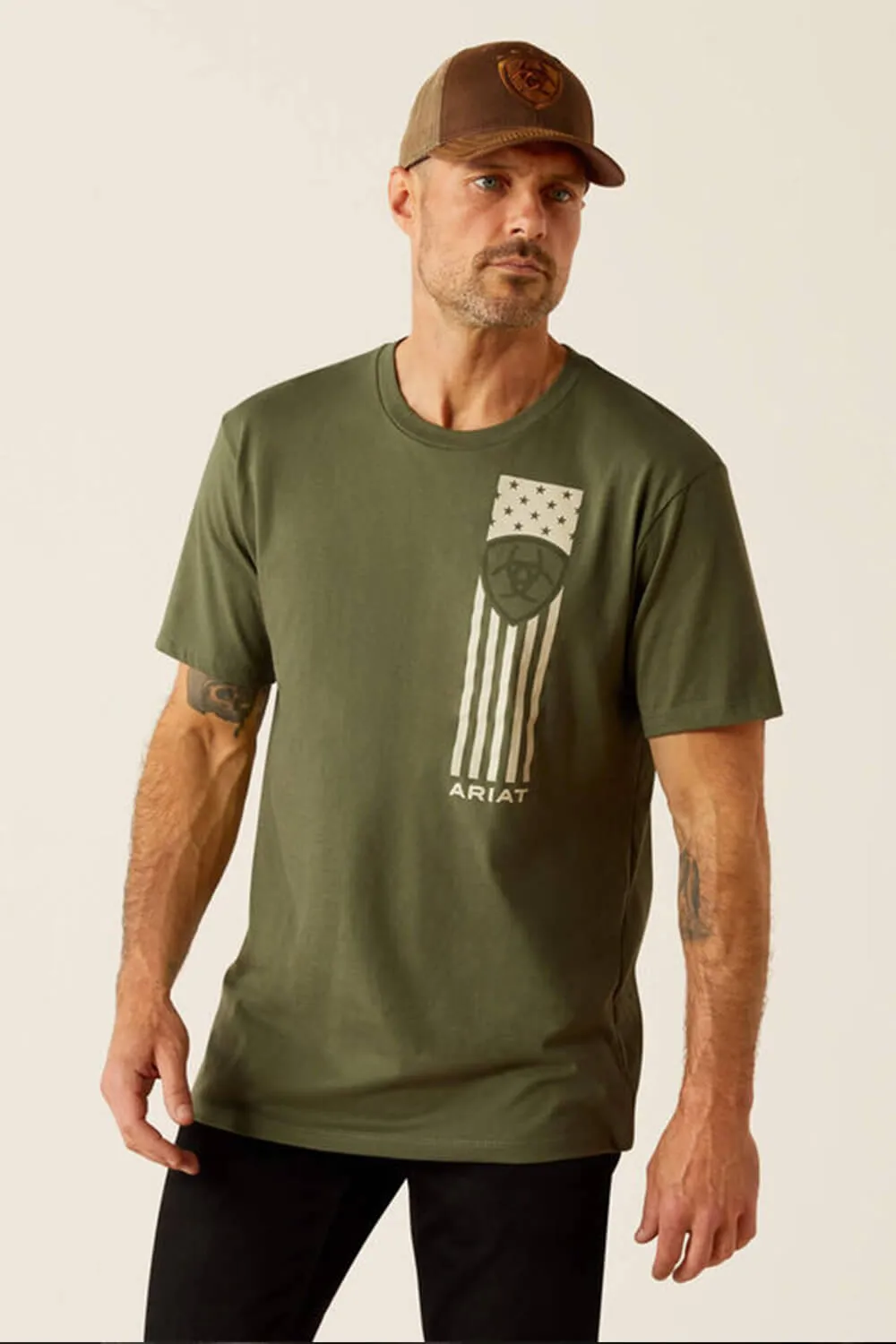 Ariat Patriot Stripe T-Shirt for Men in Green | 10054833-SURPLUSGREEN