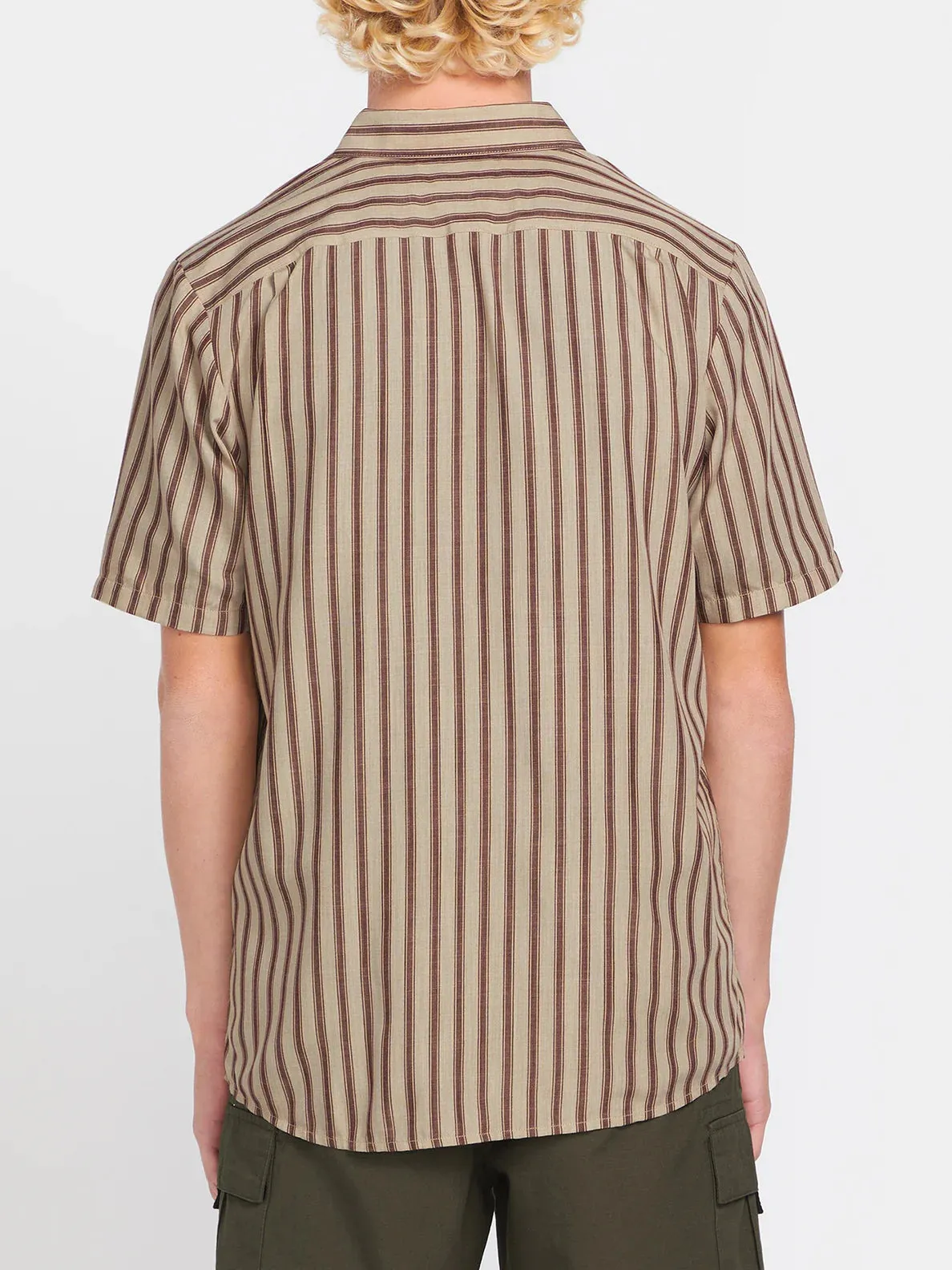 Arvostripe Woven Short Sleeve Shirt - Light Khaki