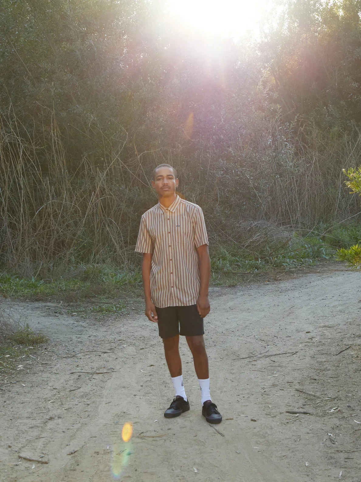 Arvostripe Woven Short Sleeve Shirt - Light Khaki