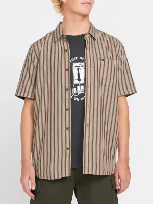 Arvostripe Woven Short Sleeve Shirt - Light Khaki