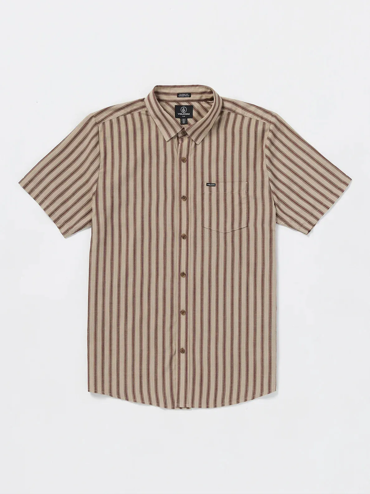 Arvostripe Woven Short Sleeve Shirt - Light Khaki