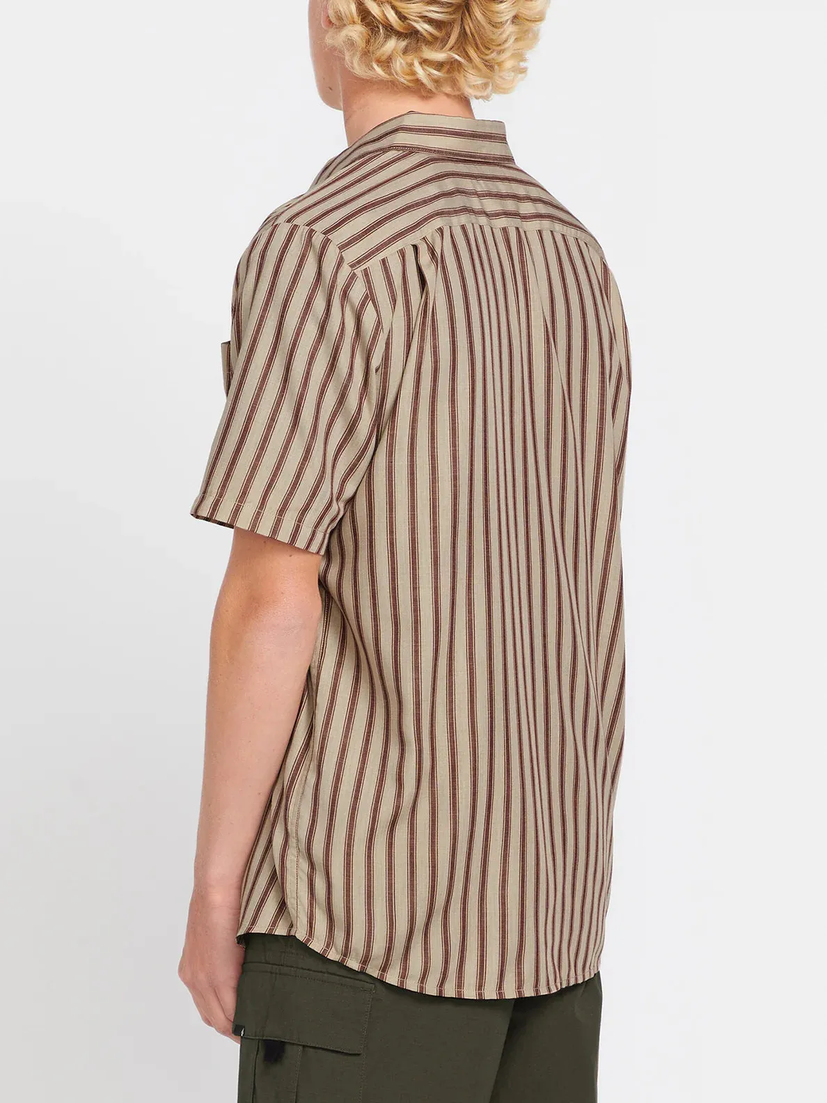 Arvostripe Woven Short Sleeve Shirt - Light Khaki
