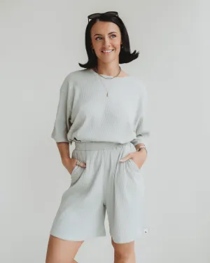 Audrey Light Green Rib Shorts