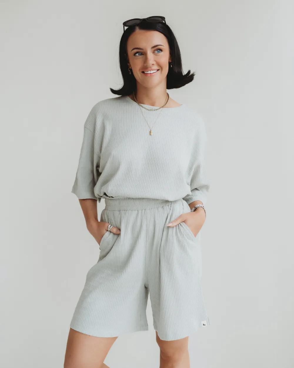 Audrey Light Green Rib Shorts