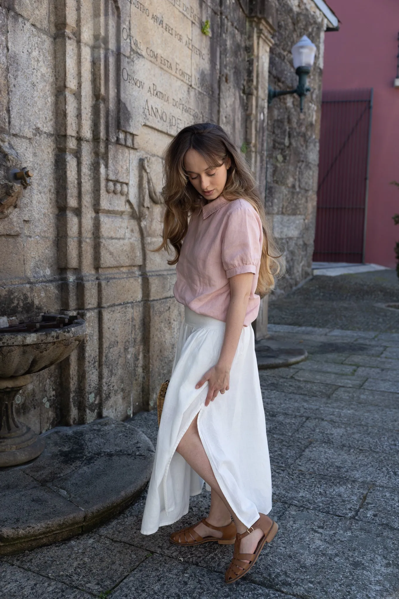 August - Linen Skirt in Off White