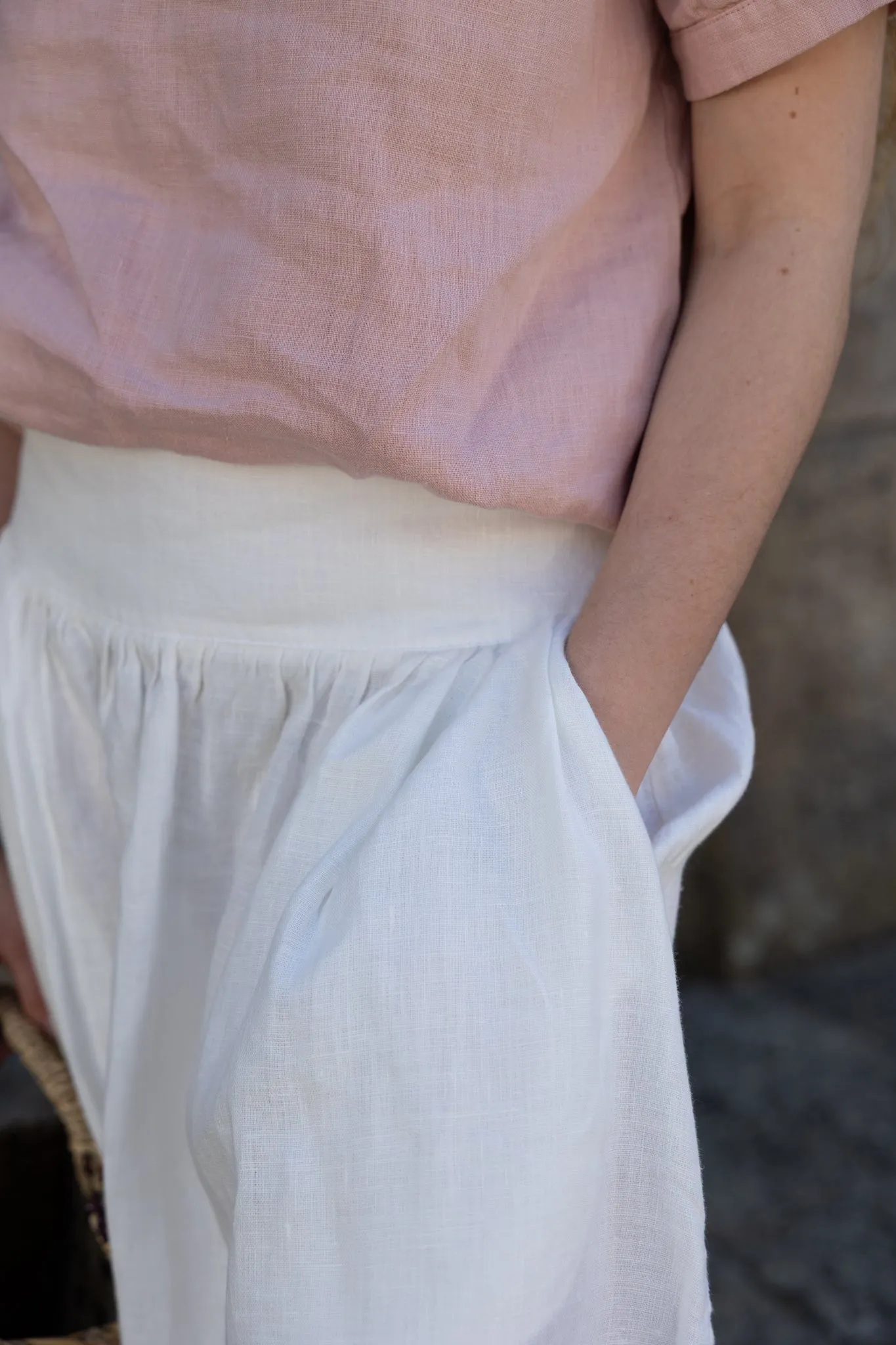 August - Linen Skirt in Off White