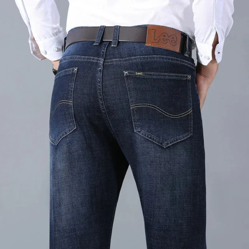 Autumn/Winter Men's Jeans Thick Straight-leg Loose-fit