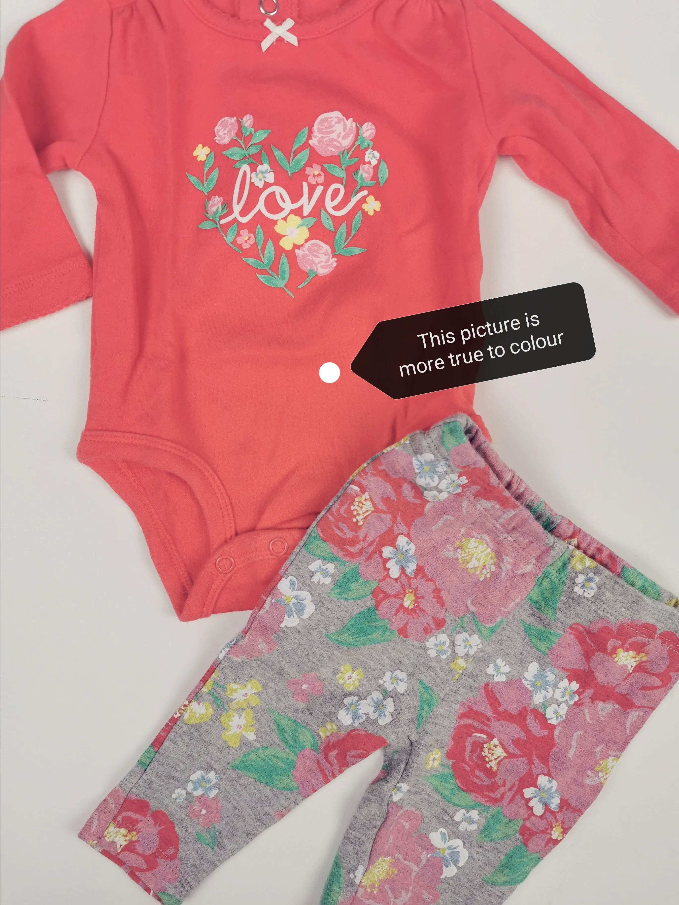 BABY GIRL SIZE 3 MONTHS - CARTER'S, 2 Piece Matching Floral Outfit EUC B21