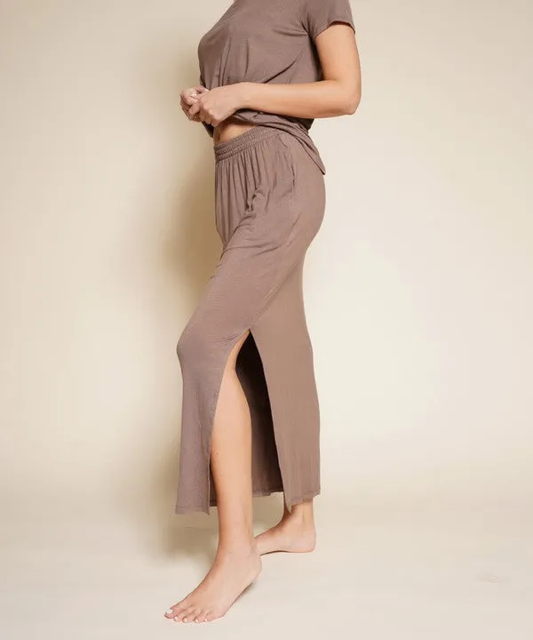 BAMBOO classic maxi skirt with pockets