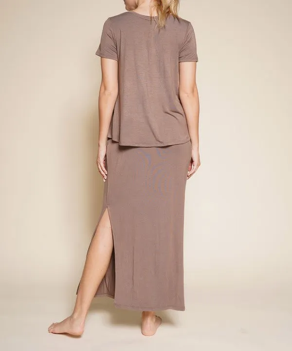 BAMBOO classic maxi skirt with pockets