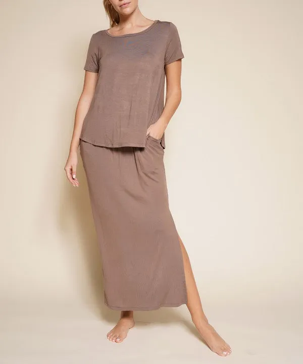 BAMBOO classic maxi skirt with pockets