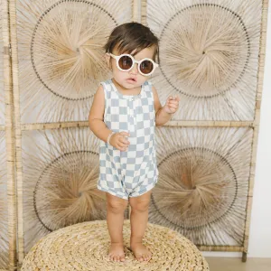 Bamboo Tank Romper - Blue Checks