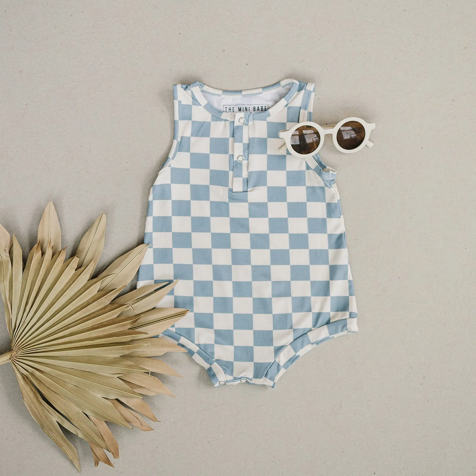 Bamboo Tank Romper - Blue Checks