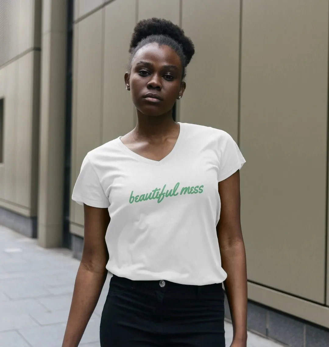 Beautiful Mess V Neck Tee