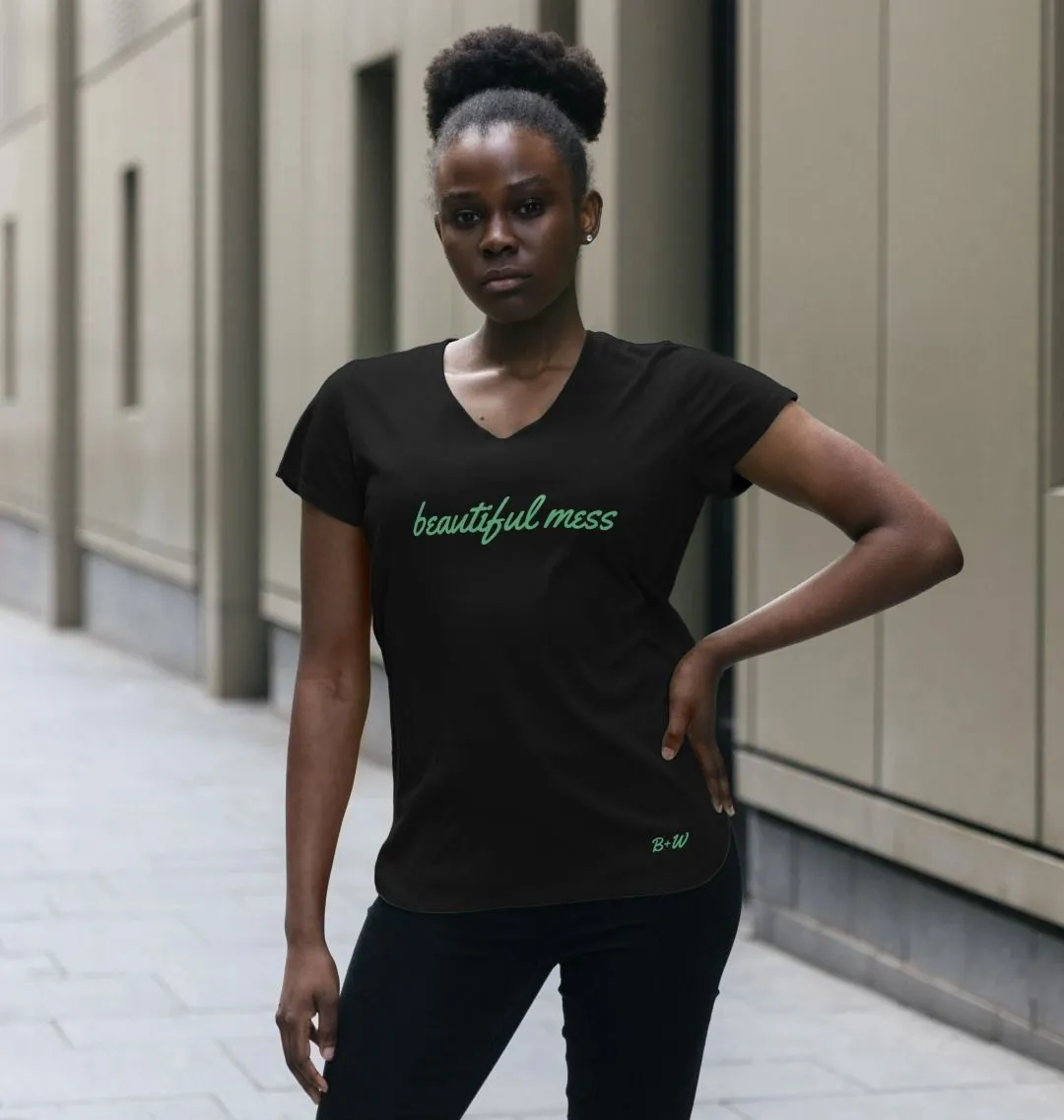 Beautiful Mess V Neck Tee