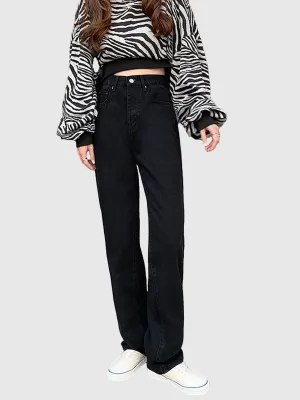 Black Coloured Wash Straight Denim
