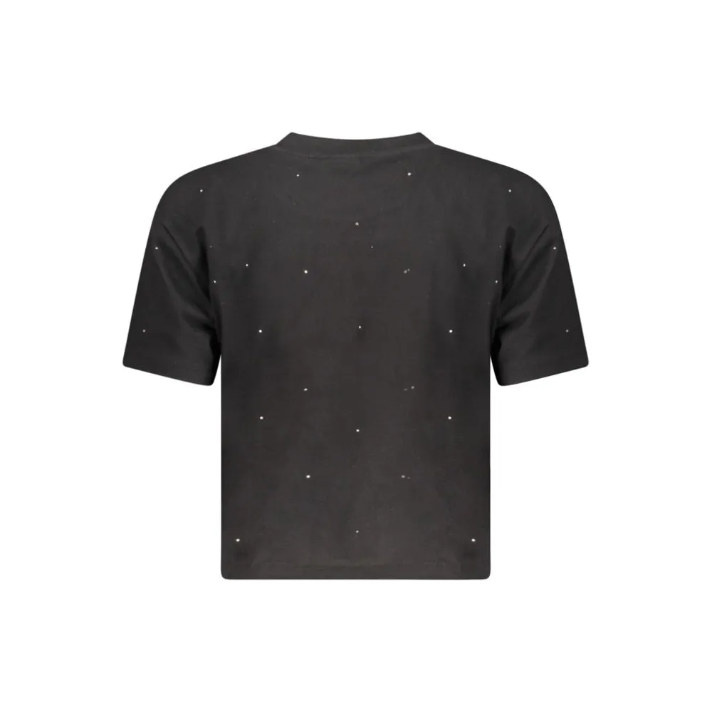 Black Cotton Women T-Shirt