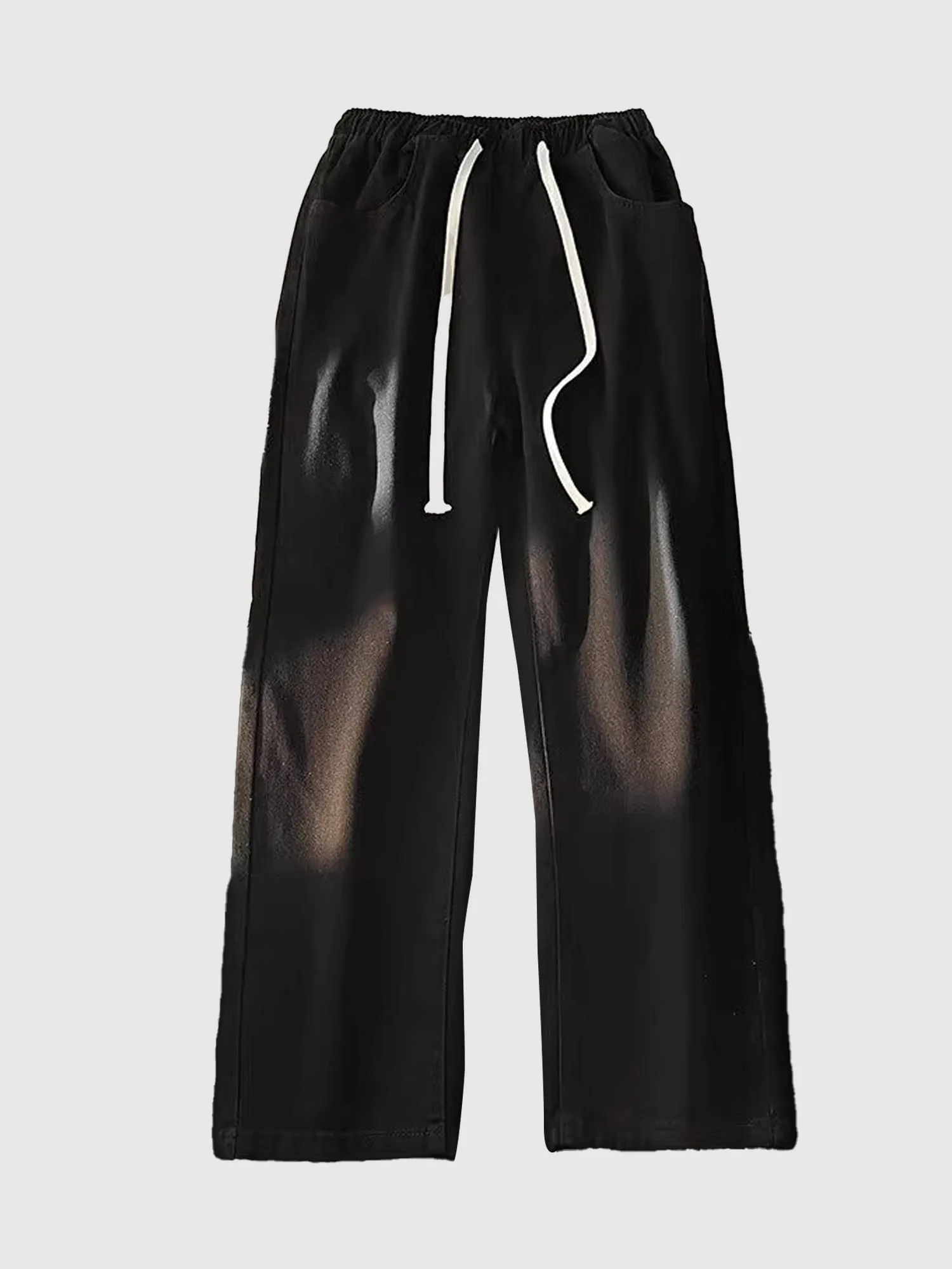 Black Drawstring Wide Leg Denim