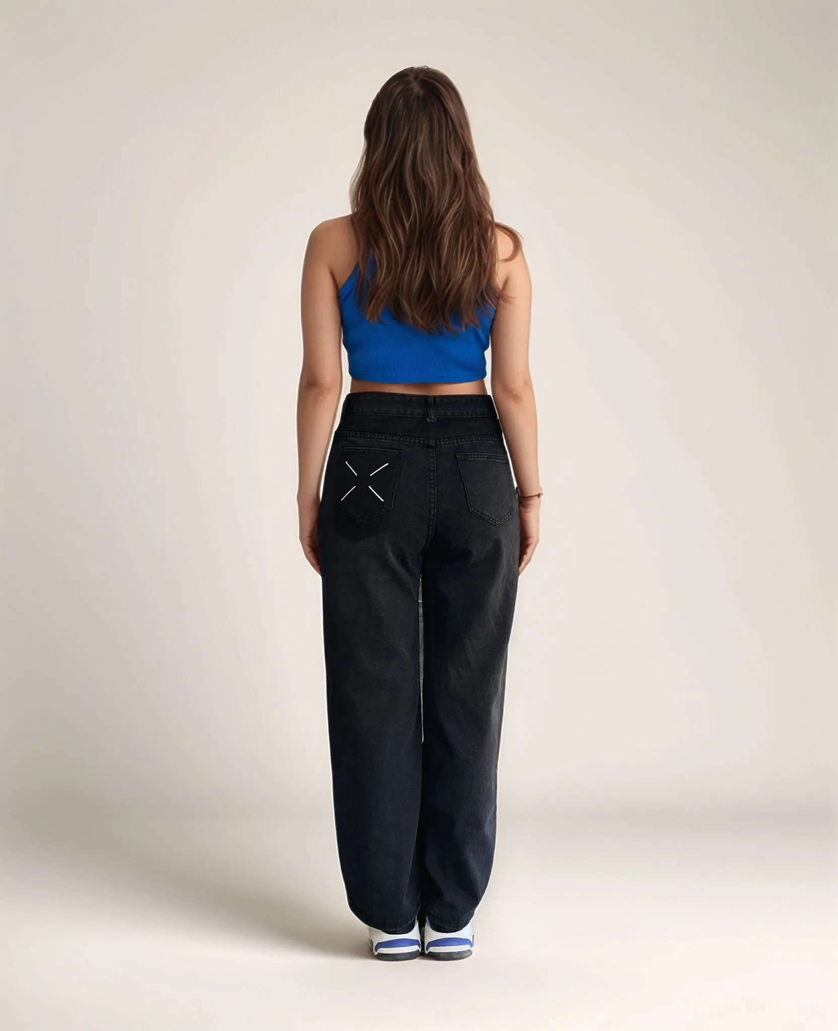 Black High Rise Stylized Pocket Denim