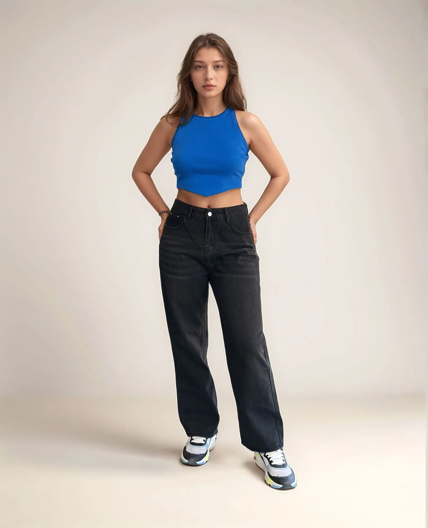 Black High Rise Stylized Pocket Denim