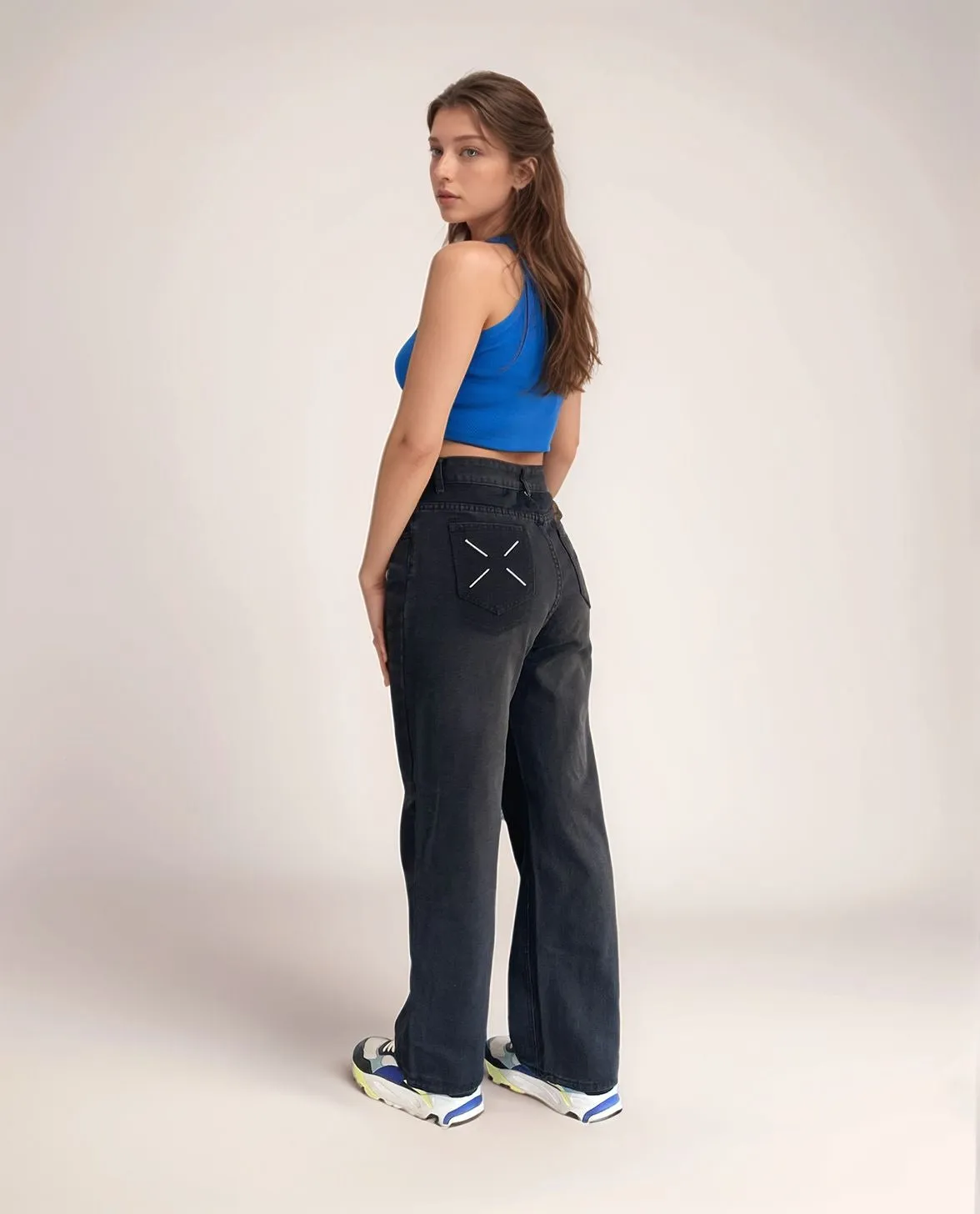 Black High Rise Stylized Pocket Denim