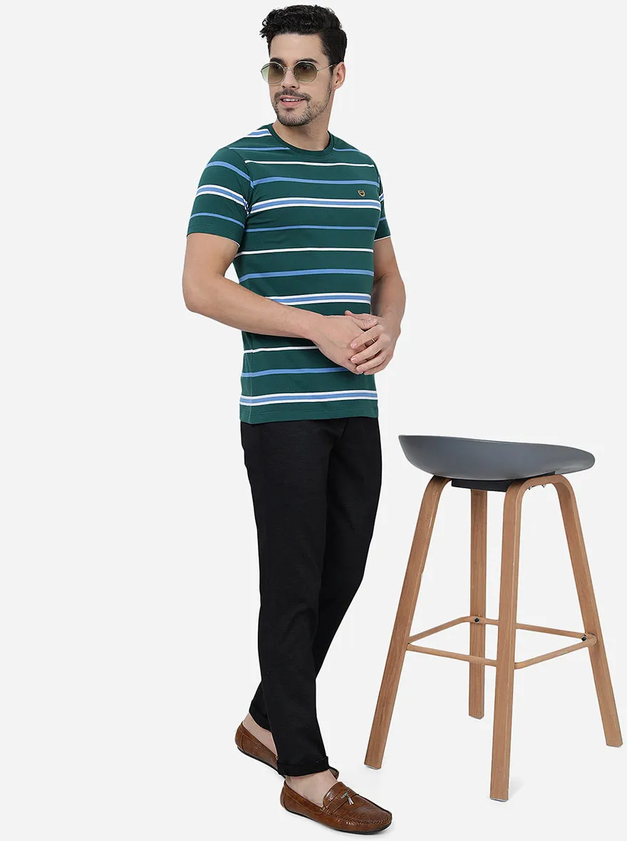 Black Solid Neo Fit Casual Trouser | Greenfibre