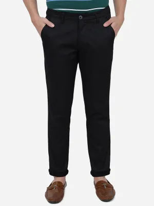 Black Solid Neo Fit Casual Trouser | Greenfibre