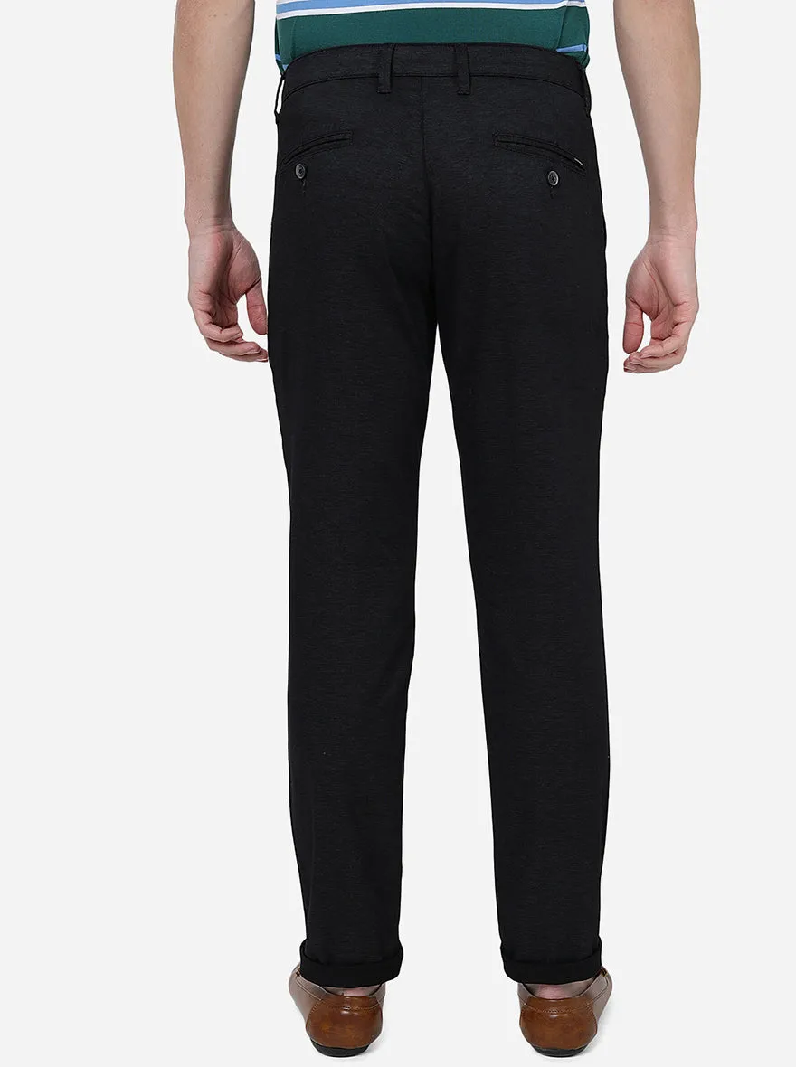 Black Solid Neo Fit Casual Trouser | Greenfibre