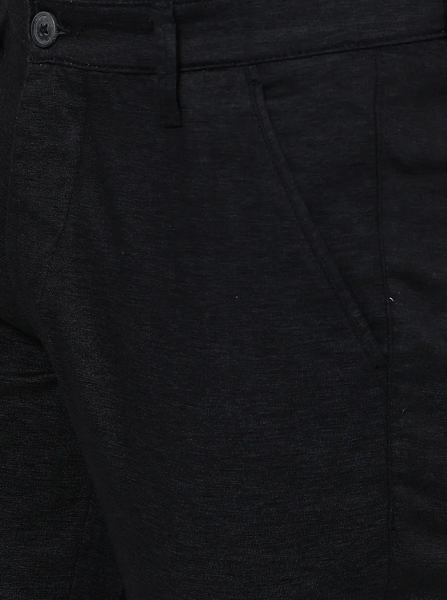 Black Solid Neo Fit Casual Trouser | Greenfibre