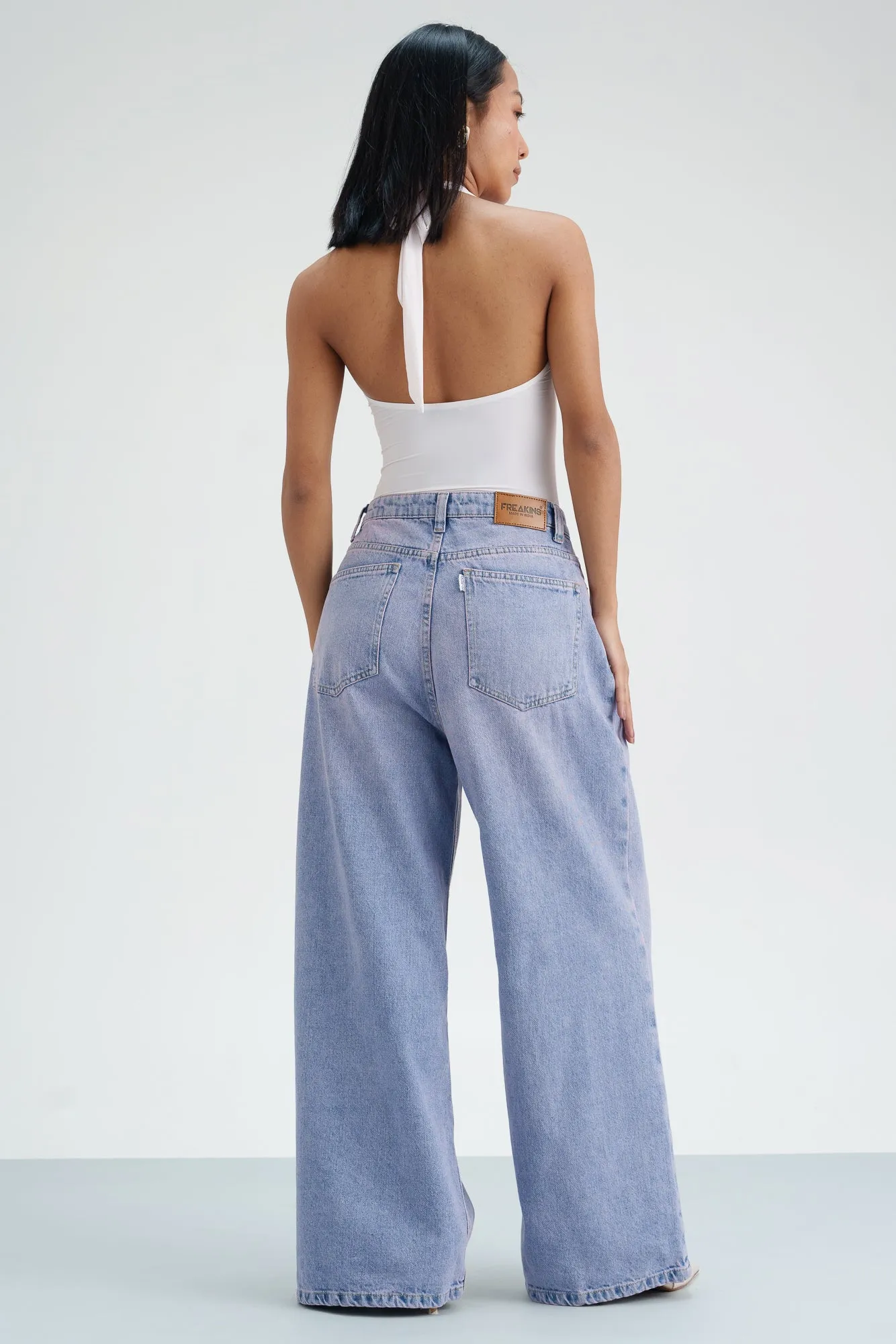 Blue Blush Cropped Wide Leg Jeans