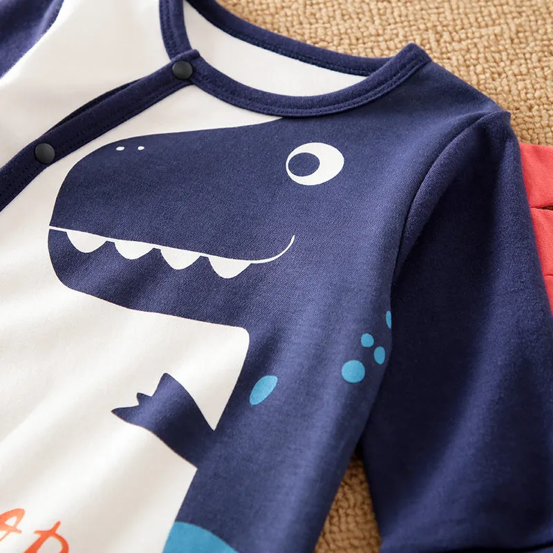 Blue Dinosaur Baby Suit Romper - Roar