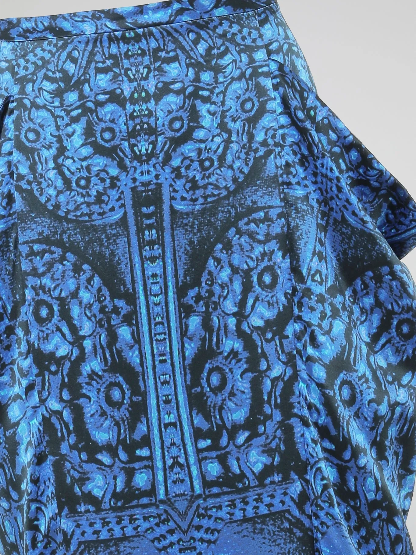 Blue Printed Ruffle Skirt