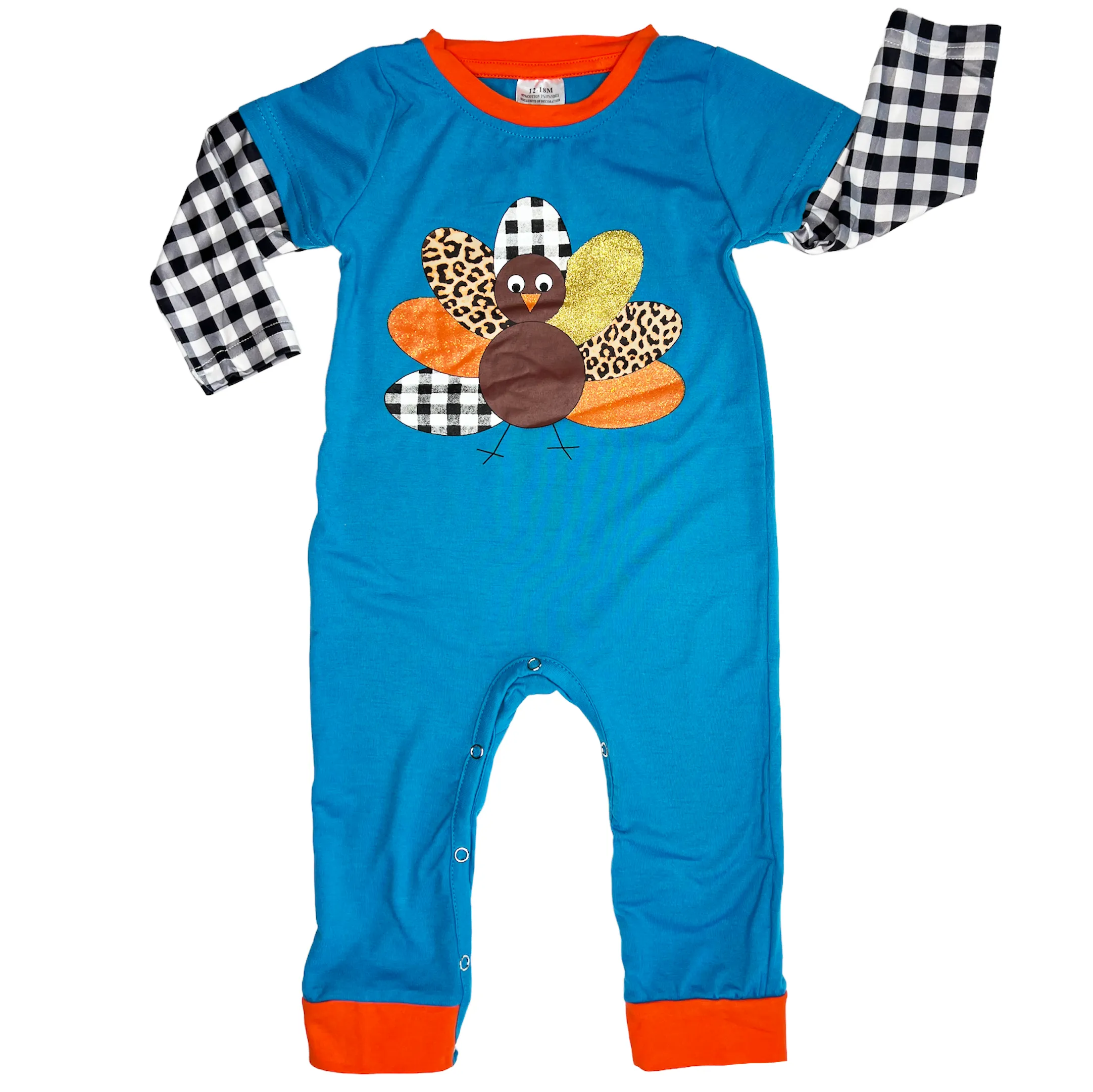Boys Long Sleeve Thanksgiving Turkey Baby Toddler Romper