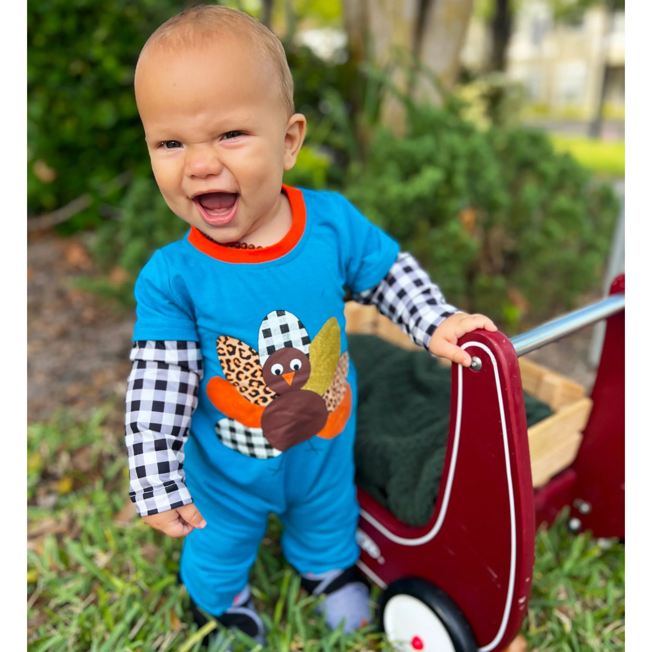 Boys Long Sleeve Thanksgiving Turkey Baby Toddler Romper