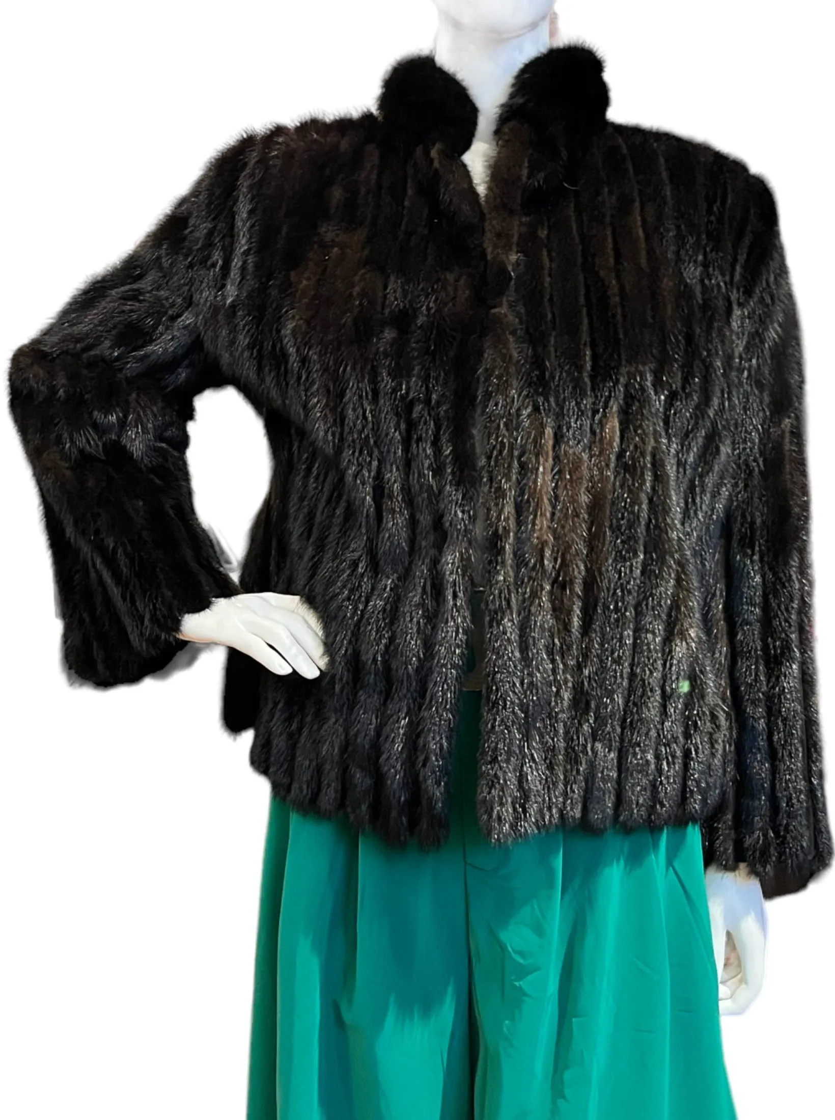 Brown Black Short Fur Jacket