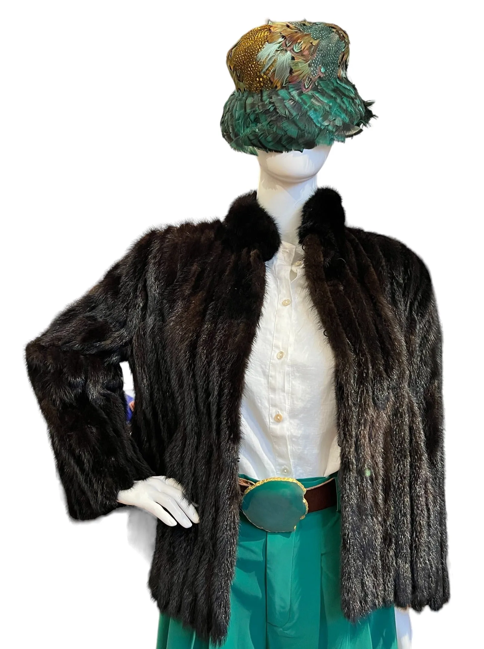 Brown Black Short Fur Jacket