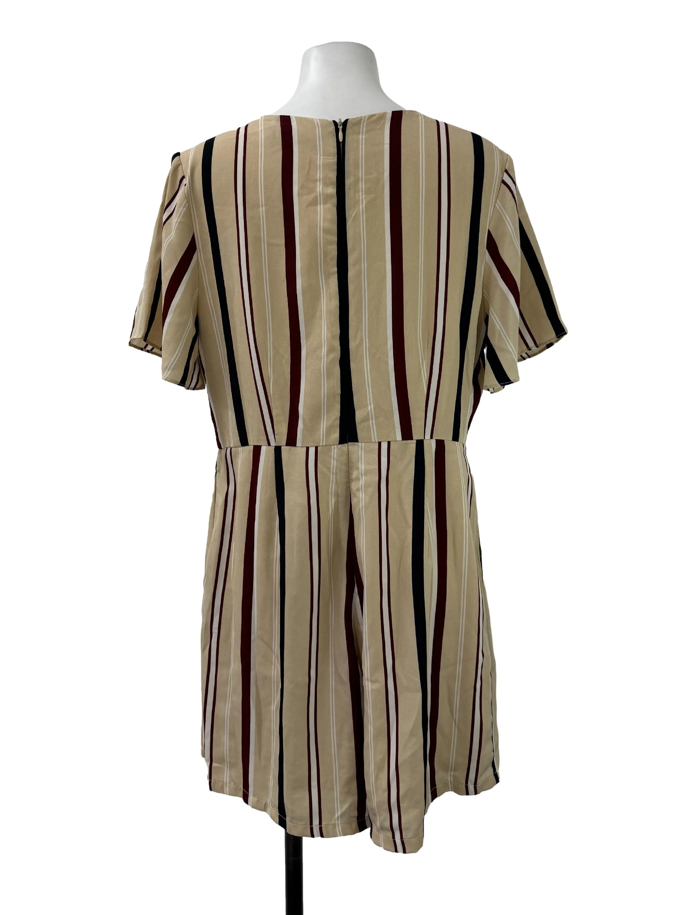 Brown Stripes V Romper