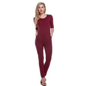 Casual Fashion O-Neck Rompers Womens backless Jumpsuit for Women one pieces jumpsuit purple