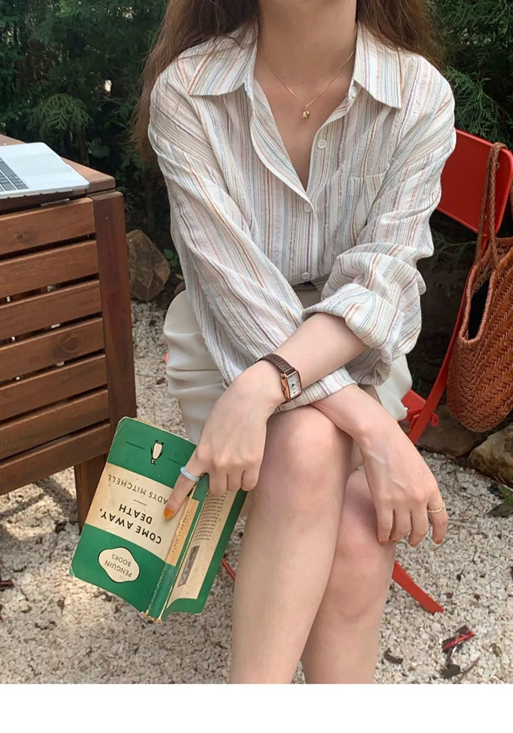 Casual Simple Striped Office Blouse Shirts