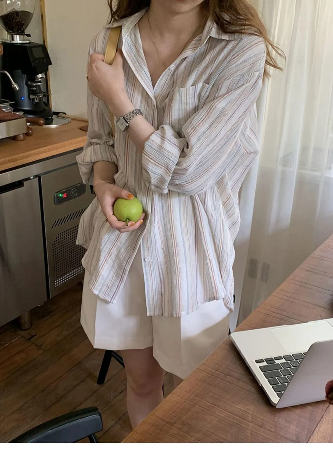 Casual Simple Striped Office Blouse Shirts